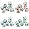 A set of seven polyhedral dice used for tabletop role-playing games