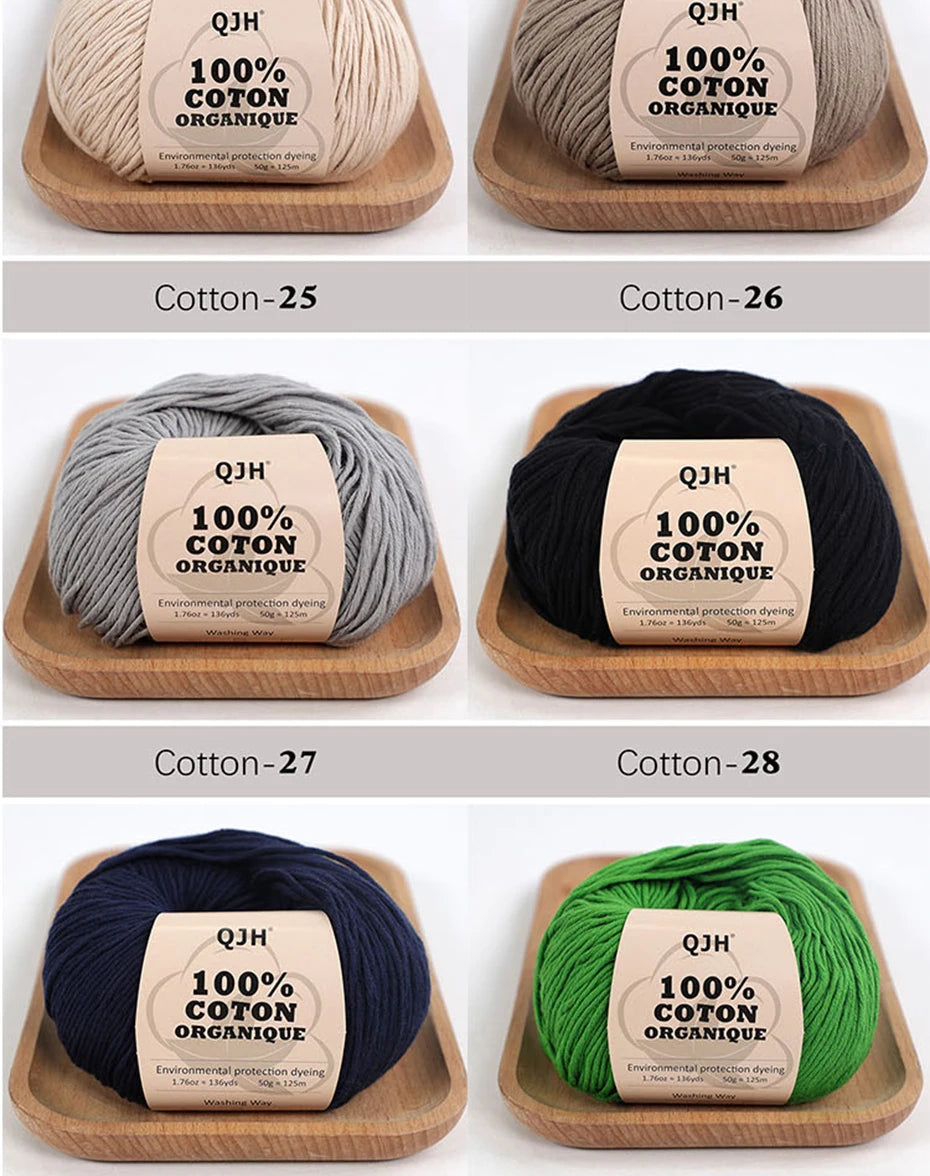 100% Organic Cotton Yarn for Knitting and Crocheting (2-Pack)