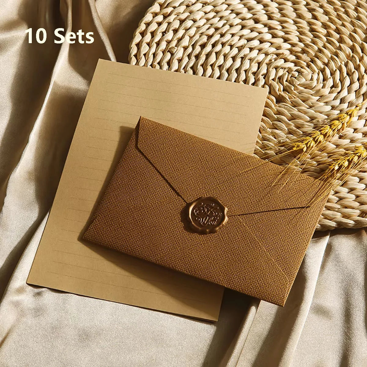 Premium Linen Stationery Set with Wax Seal Kit