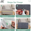 Instructions showing how to use the Kamula self-adhesive cat scratching mat protector for furniture.
