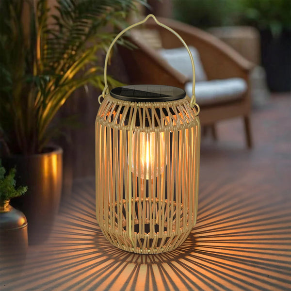 Solar-Powered Rattan Lantern