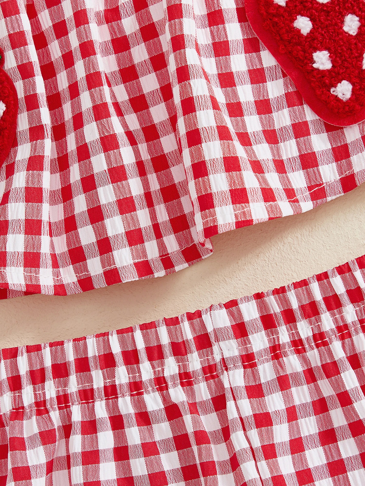 Strawberry Embroidered Plaid Tank Top and Shorts Set for Toddler Girls