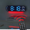 A digital wall clock display showing 8:18 and 24 degrees, next to a remote control.