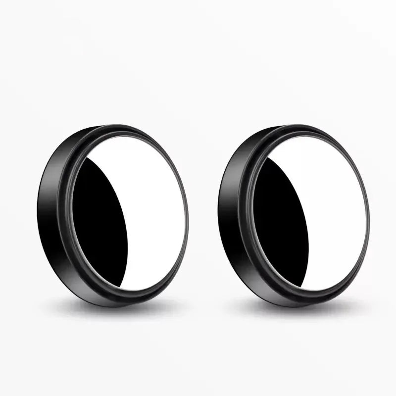 A pair of black wide angle 360° adjustable car blind spot mirrors.