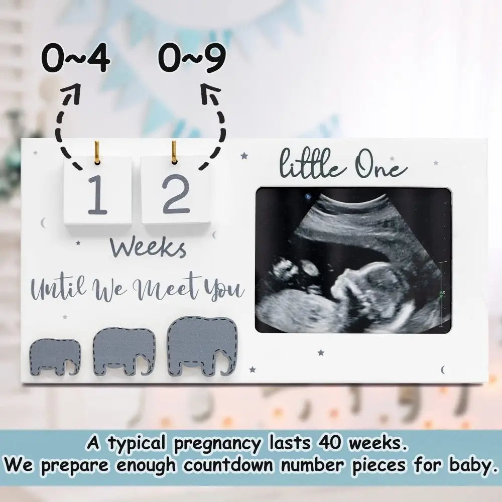 Wooden Pregnancy Countdown Picture Frame with Ultrasound Slot