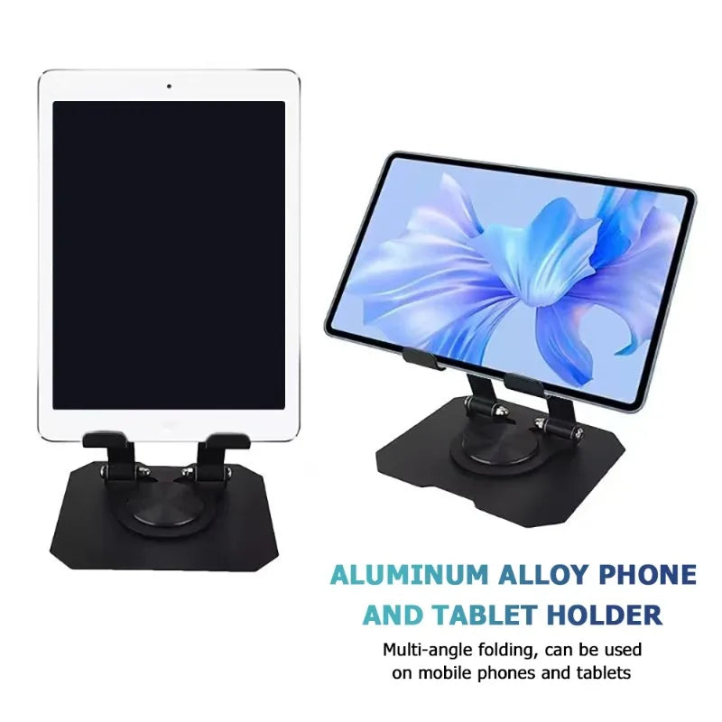 Aluminum alloy phone and tablet holder with a folding design for multi-angle support