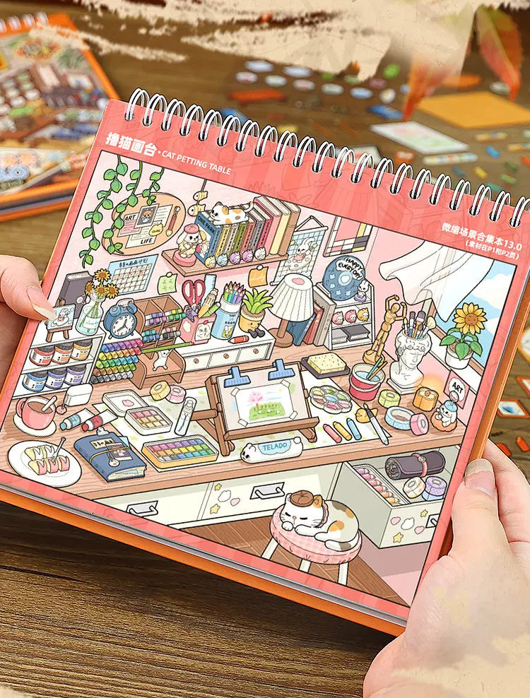 10-in-1 3D Cartoon Desktop Organizer Sticker Pack for Scrapbooking and DIY