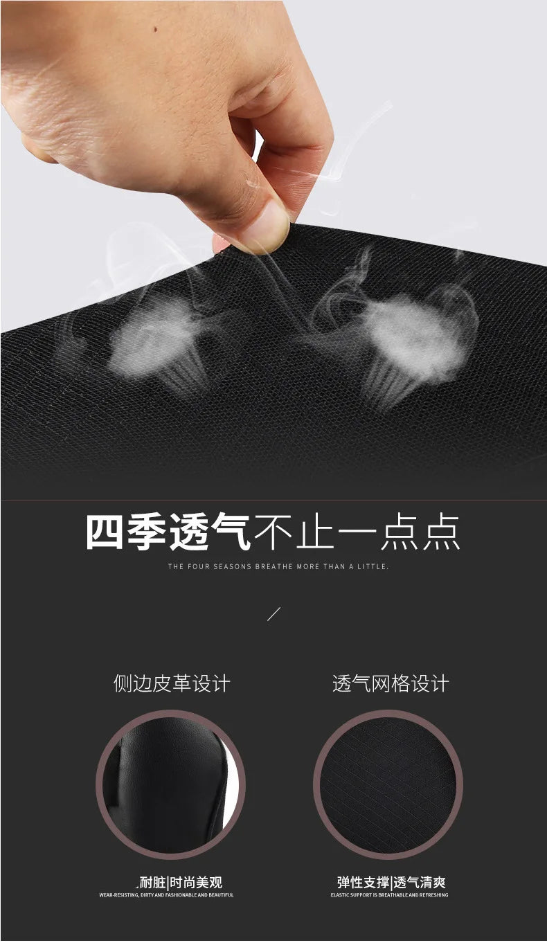 A hand is pressing a black memory foam car seat headrest pillow, highlighting its design features.