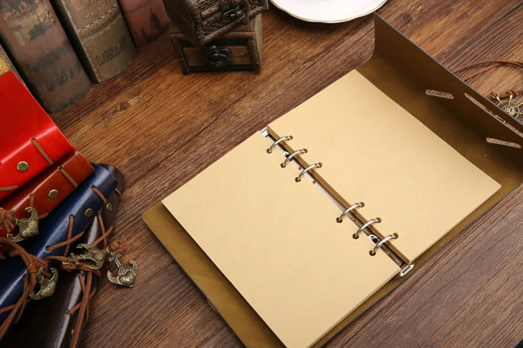 Vintage PU Leather Spiral Journal – Traveler's Notebook with Anchor Design