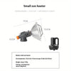 A small sun heater is shown with dimensions of 17cm and 13.5cm, including a black base.