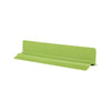 A lime green flexible silicone sink splash guard with a suction cup design.