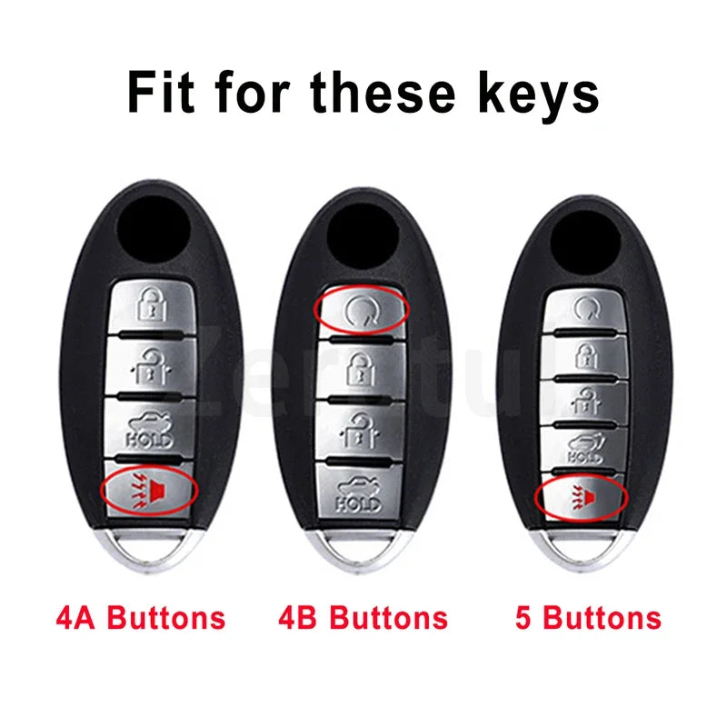 Comparison of key covers with 4A, 4B, and 5 buttons for car keys