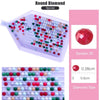 A plastic tray containing various colored round diamonds for a DIY painting kit.