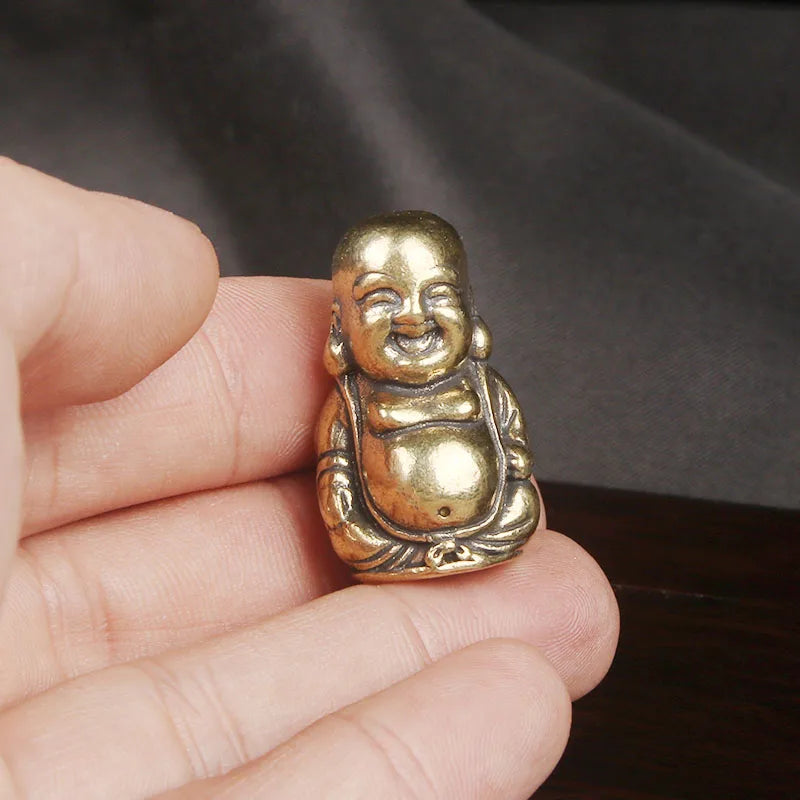 Vintage Brass Maitreya Buddha Desk Ornament