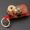 Vintage Lucky Cat Keychain with Five Emperors Coins