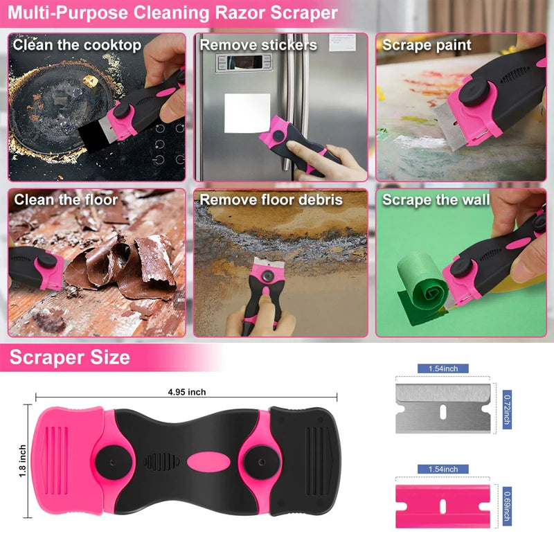 Double-Edged Razor Blade Scraper with Non-Slip Grip