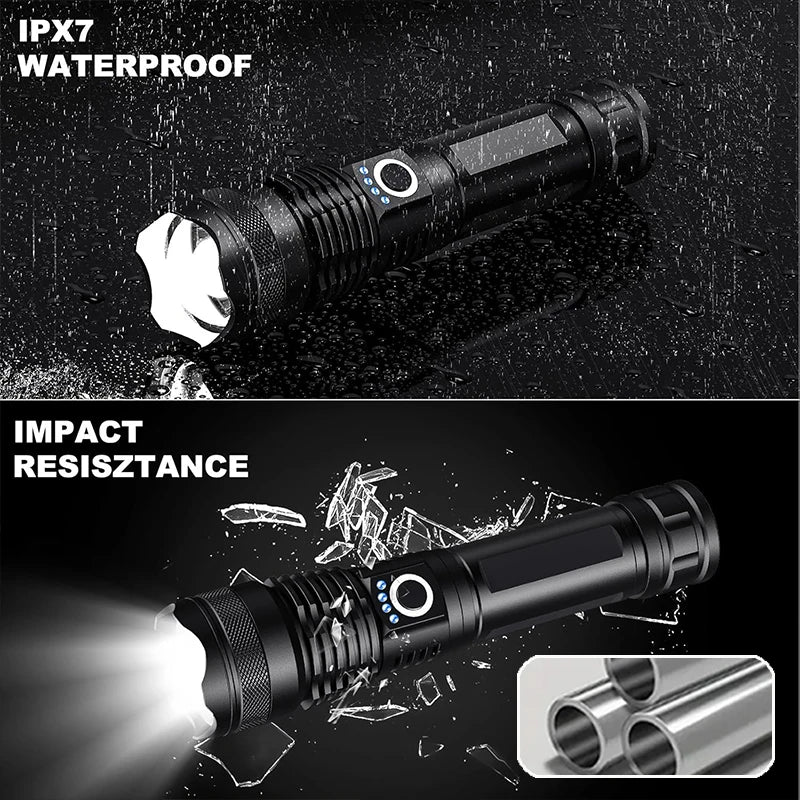 Linterna LED Recargable Táctica con Zoom