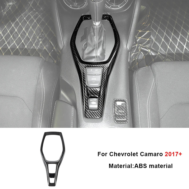 Carbon fiber interior trim kit for Chevrolet Camaro 2017+ featuring an ABS material component.