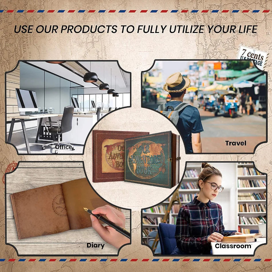 Vintage Leather-Style DIY Travel Photo Album for Memories