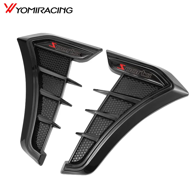 A pair of black sports TPU side vent covers for car styling.