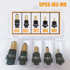 A set of five interchangeable manual rivet nut tools with M3 to M8 heads packaged in a clear plastic case.