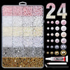 Mixed Color Resin Rhinestone Set with AB Finish – 24/28 Grid Flatback Drills for Crafting & Decoration