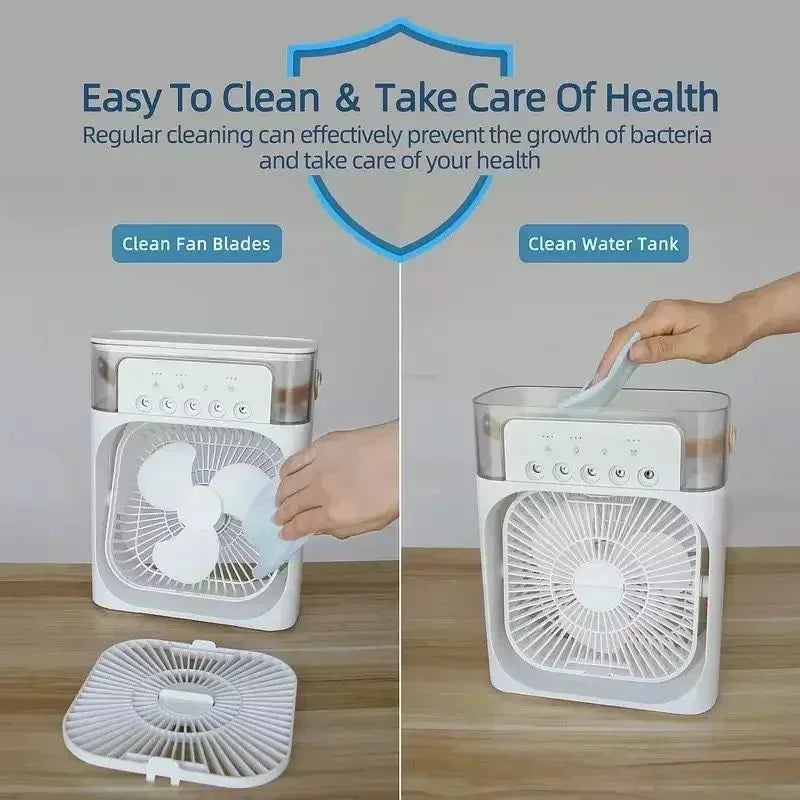 3-in-1 Tragbarer Luftkühler Ventilator mit LED-Nachtlicht