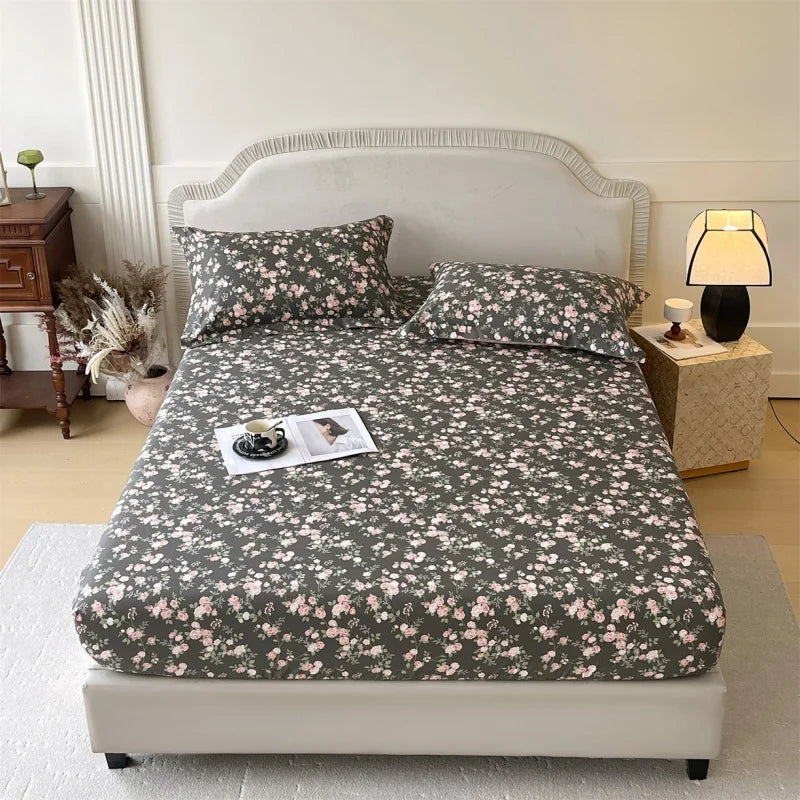 Floral 100% Cotton Fitted Sheet with Elastic Edges