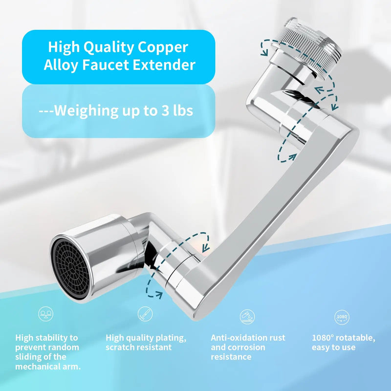 Universal 360° Swivel Faucet Extender with Dual-Mode Sprayer