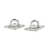 Two stainless steel U-shaped hooks with mounting hardware