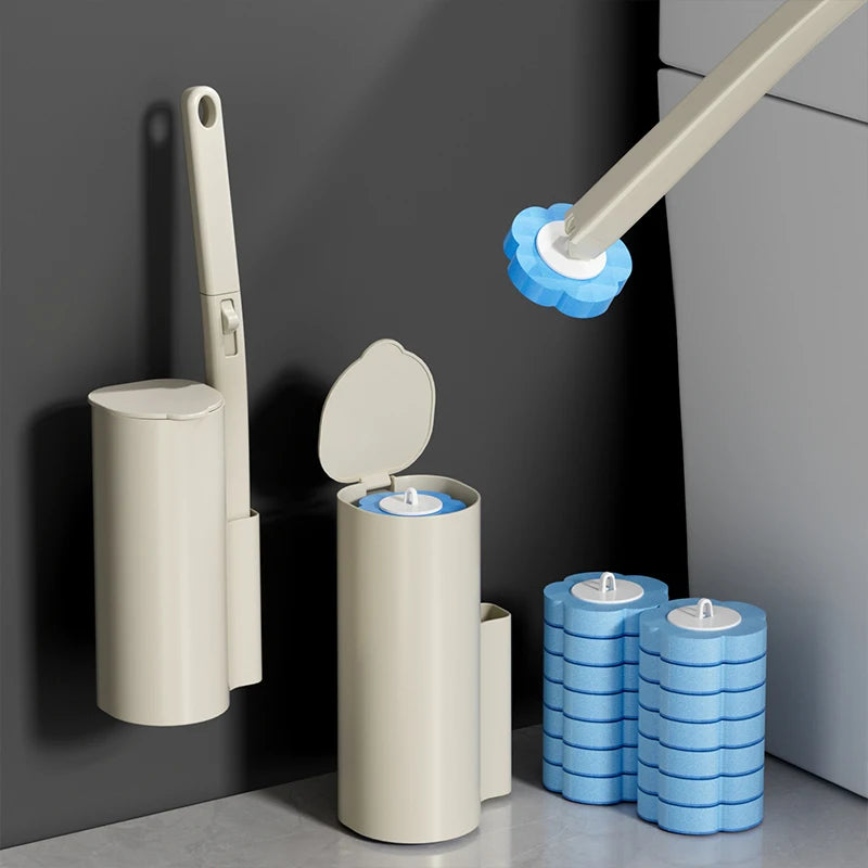 Dual-Use Toilet Brush Set with Holder