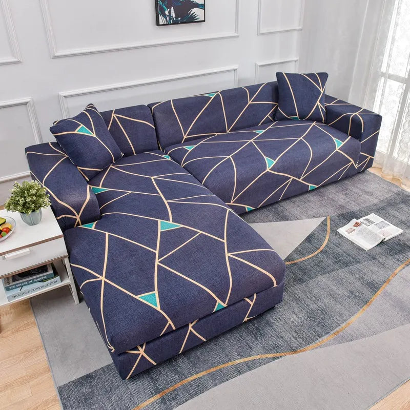 Printed Stretch Sofa Cover for L-Shaped and Corner Sofas