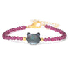 Natural Stone Bead Bracelet with Adjustable Lace-Up Closure