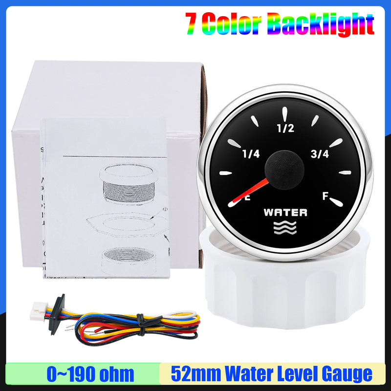 52mm Digital Water Level Gauge with 7-Color LED Display