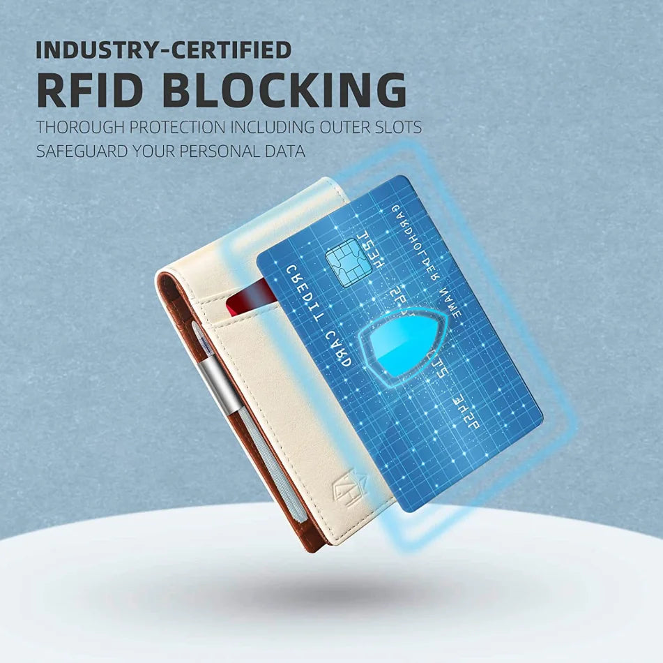Slim RFID-Blocking Carbon Fiber Leather Wallet