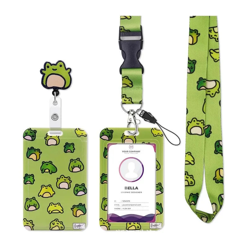 Frog Retractable Badge Holder with Lanyard – Cute ID Card Reel for Work & School