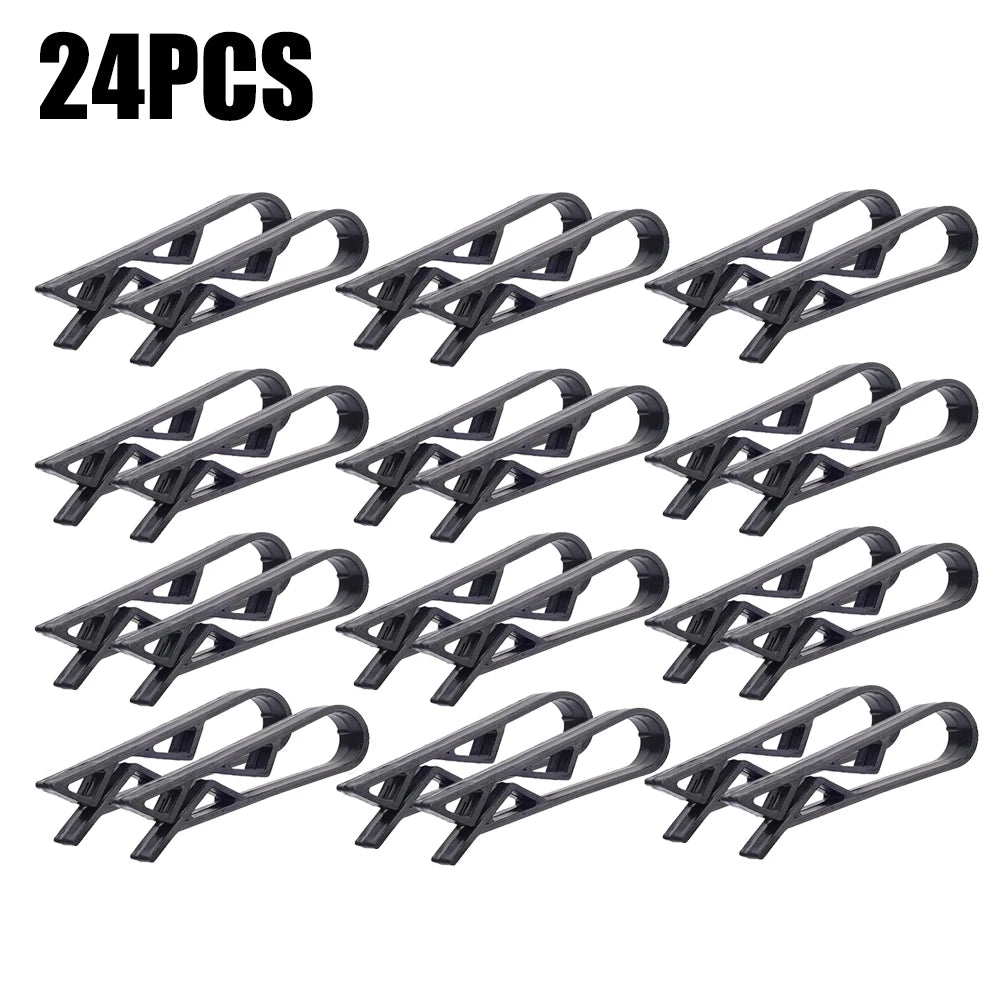 24 pieces of black plastic garbage bag holder clips for trash cans and snack bags