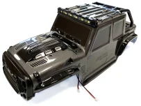 A black high-speed 1/16 4WD RC car receiver parts kit with various electronic components.