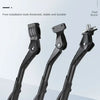 Three adjustable bicycle foot supports or knee braces shown in black against a light gray background.