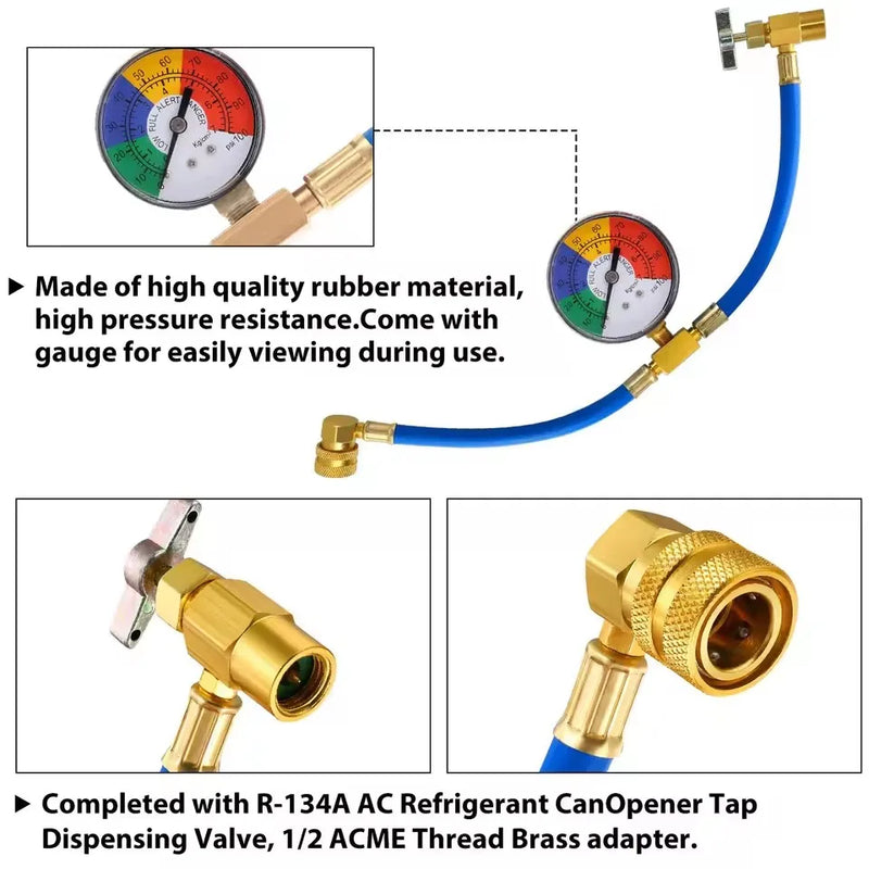 R134A Car AC Refrigerant Charging Hose with Gauge