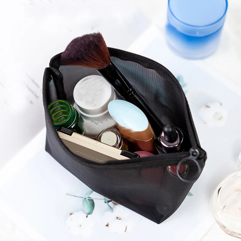 Breathable Mesh Makeup Bag Organizer - Multi-Purpose Travel Toiletry Pouch
