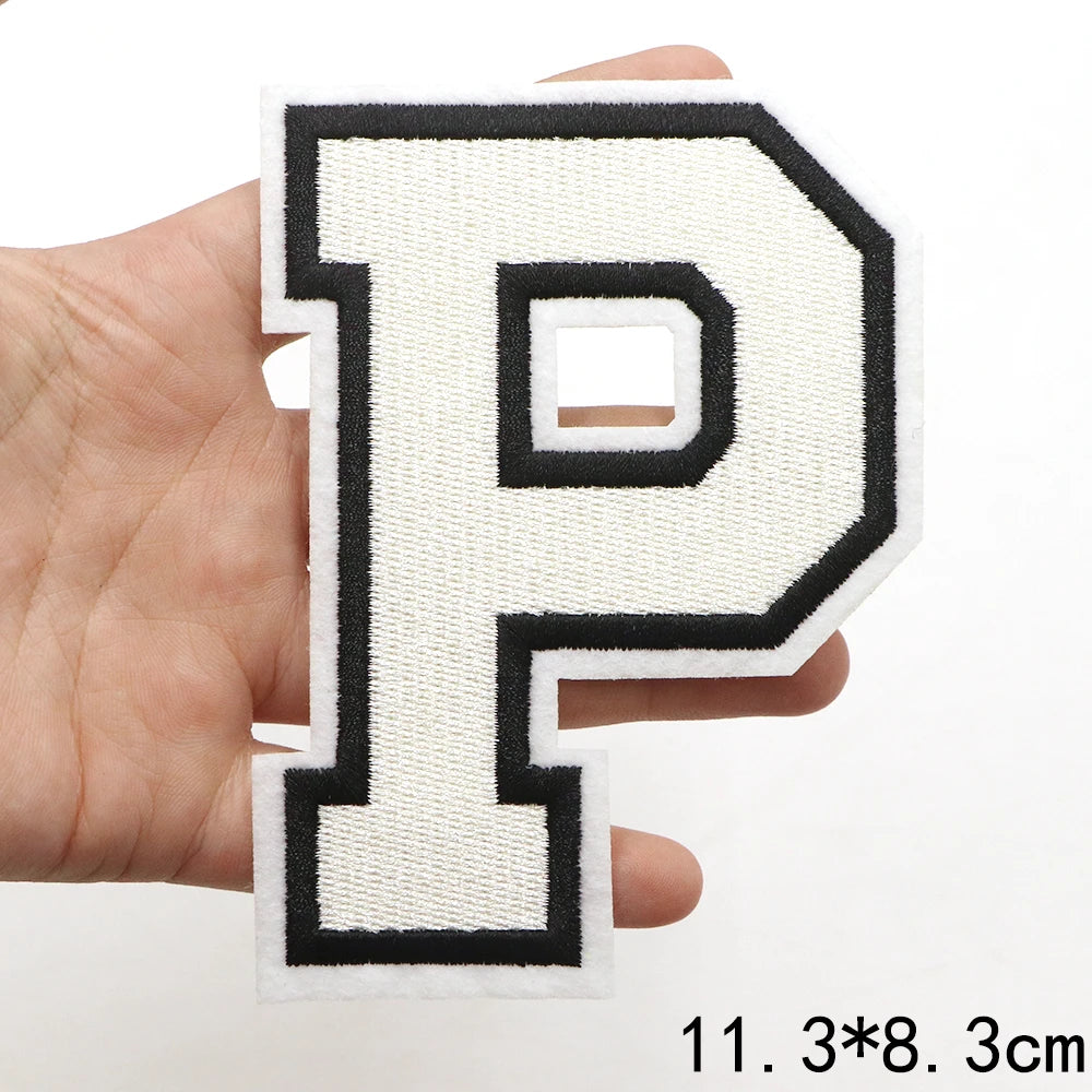 Large White Letter Patch for DIY Clothing Customization