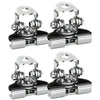 A pair of universal stainless steel LED work light mounting brackets shown in a close-up view.