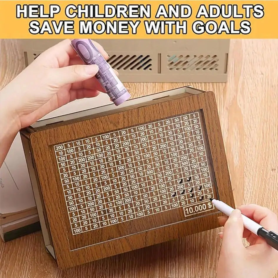 Wooden Savings Challenge Money Box