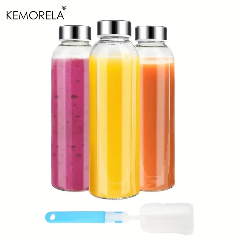 Clear Glass Water Bottles with Stainless Steel Lids