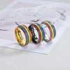 Anillo de Acero Inoxidable con Rayas Arcoíris