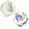A purple and white silicone rose mold with a 6.5cm diameter, used for crafting.