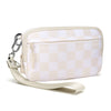 Checkered Zip-Around Wallet with Clear ID Window