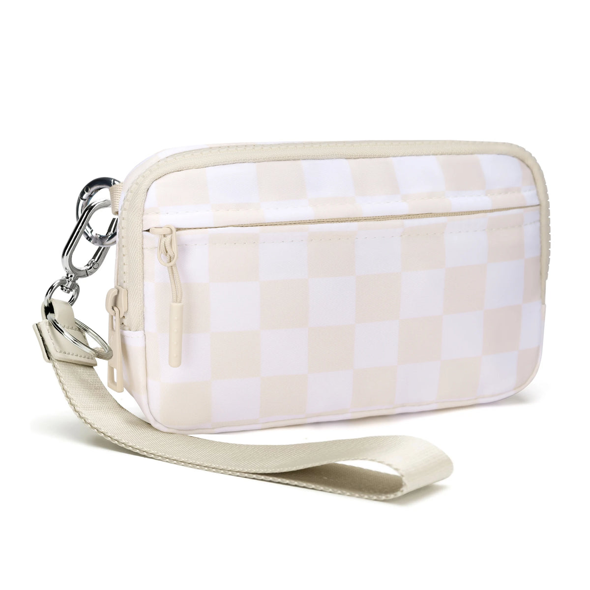 Checkered Zip-Around Wallet with Clear ID Window