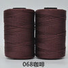 Two spools of dark reddish-brown 3-ply polyester knitting yarn for crochet and hand crafts